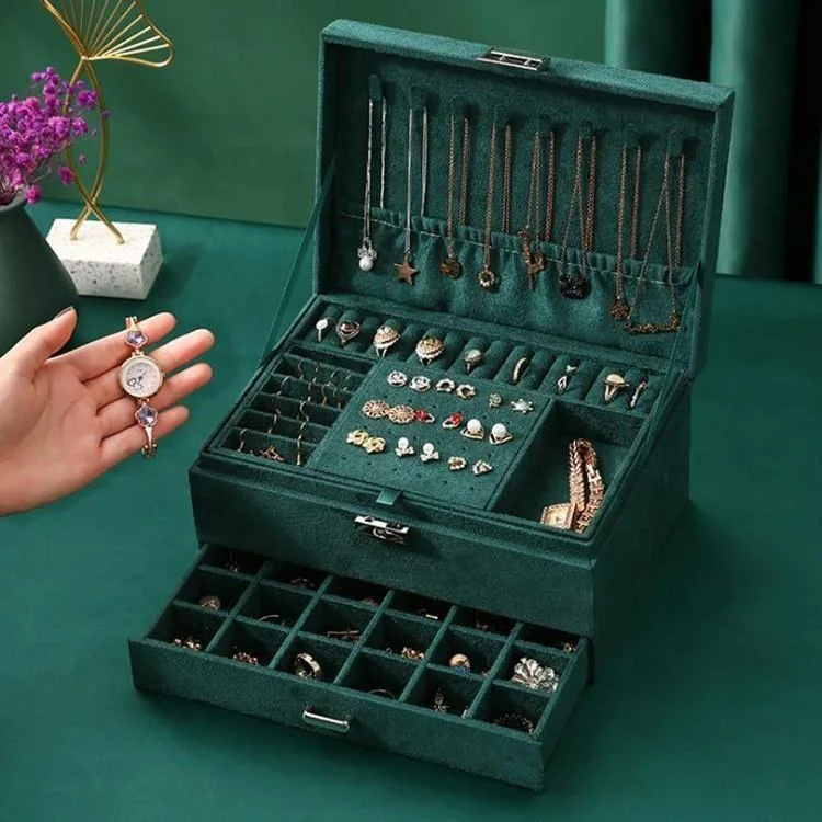 Wholesale High Quality Double Layer Velvet Jewelry Box Multi Function Jewelry Storage Box Large Volume Jewelry Holder Gift Box