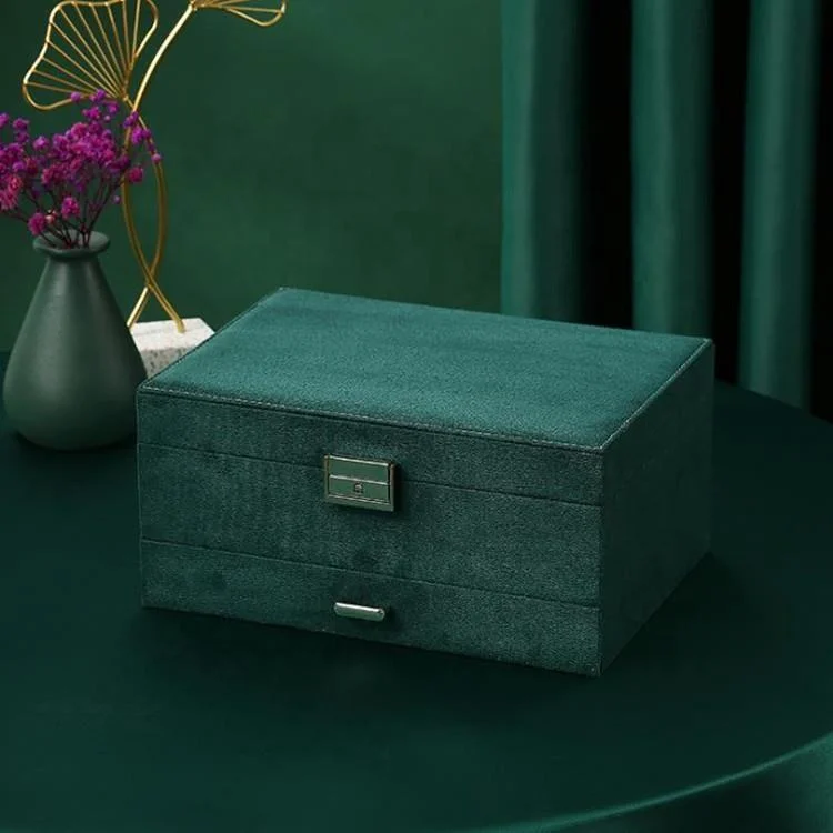Wholesale High Quality Double Layer Velvet Jewelry Box Multi Function Jewelry Storage Box Large Volume Jewelry Holder Gift Box
