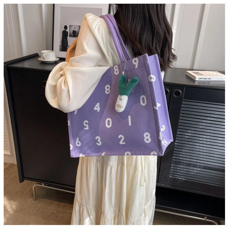 Wholesale High Quality Number Office Travel School Canvas Tote Bag