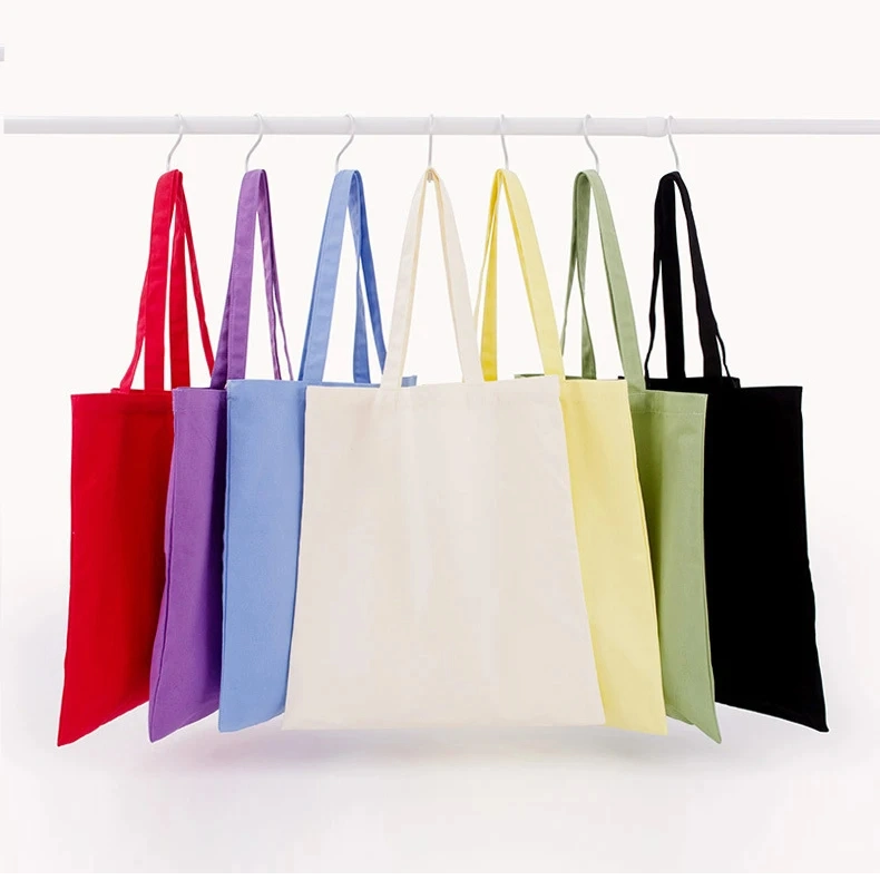 Wholesale Hot Sale Plain Solid Color Reusable Cotton Canvas Shopping Shoulder Bag