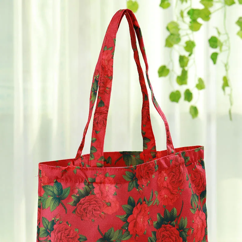 Wholesale Hot Sell Plain Canvas Tote Bags Floral Cotton Canvas Shopping Bag with Logo