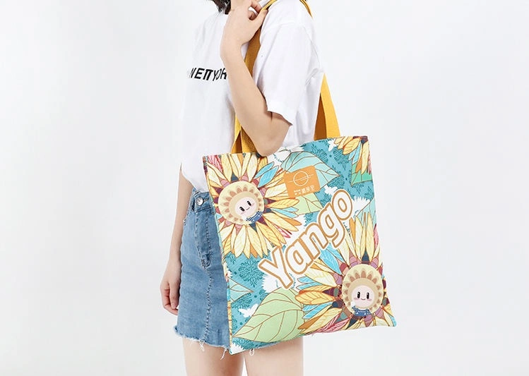 Wholesale Hot Sell Plain Canvas Tote Bags Floral Cotton Canvas Shopping Bag with Logo