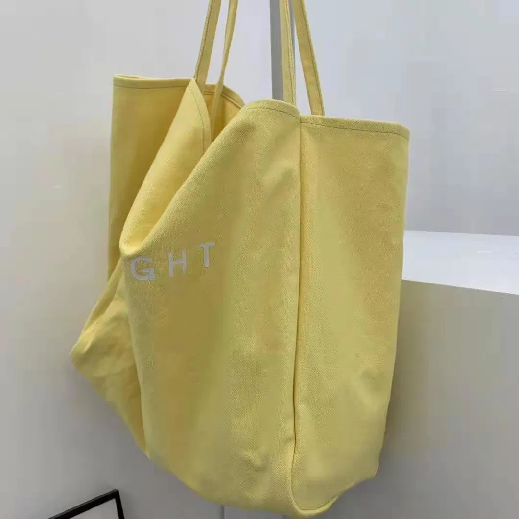 Wholesale Large Capacity Causal Reusable Solid Color Shopping Canvas Shoulder Bag Canvas Tote Bag