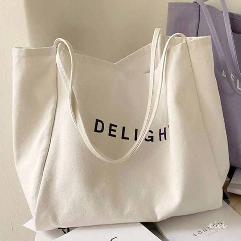 Wholesale Large Capacity Causal Reusable Solid Color Shopping Canvas Shoulder Bag Canvas Tote Bag