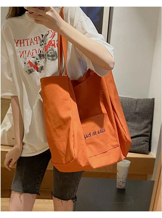 Wholesale Large Capacity Tote Bag Custom Logo Shopping Canvas Shoulder Bag