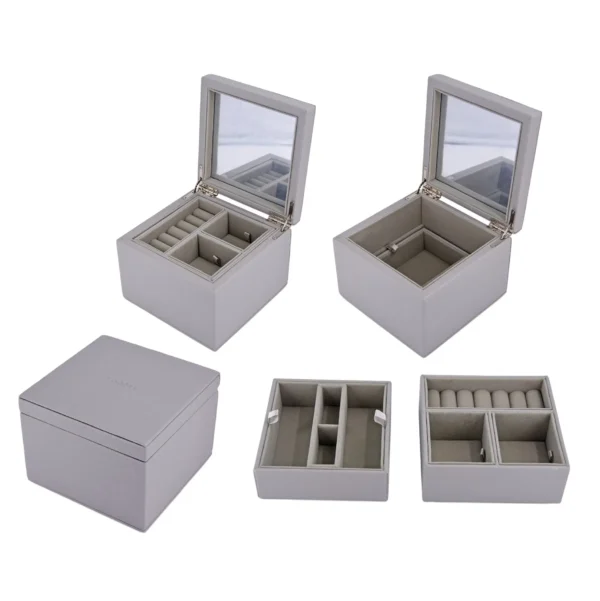 Wholesale Luxury Travel Jewelry Box Organizer for Bangle Ring Earrings Necklace Storage Case with Mirror - Image 5
