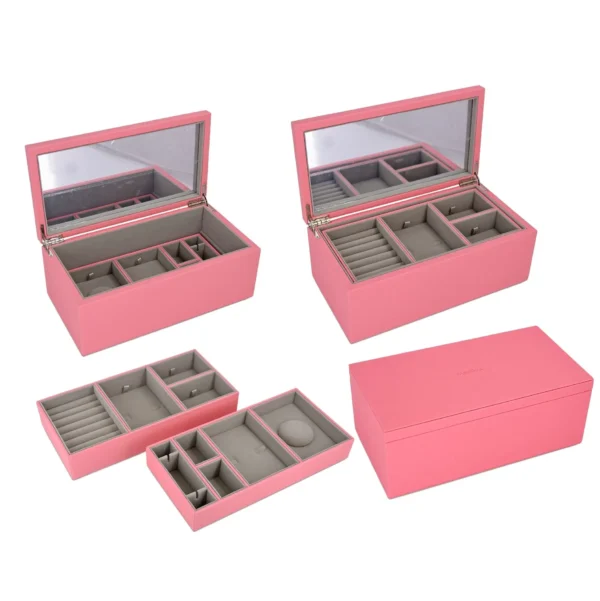 Wholesale Luxury Travel Jewelry Box Organizer for Bangle Ring Earrings Necklace Storage Case with Mirror - Image 6