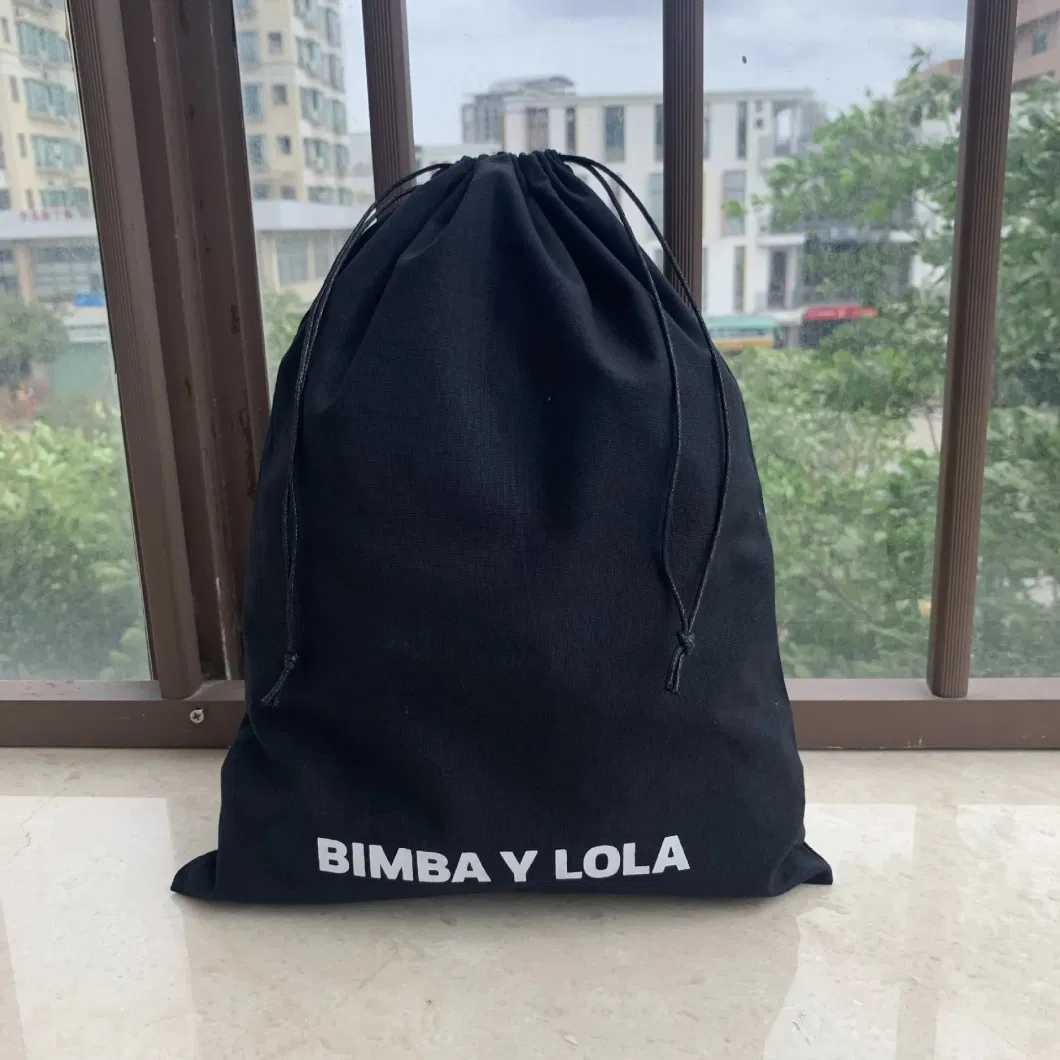 Wholesale Organic Black Cotton Drawstring Bag Dust Drawstring Bag with Custom Logo