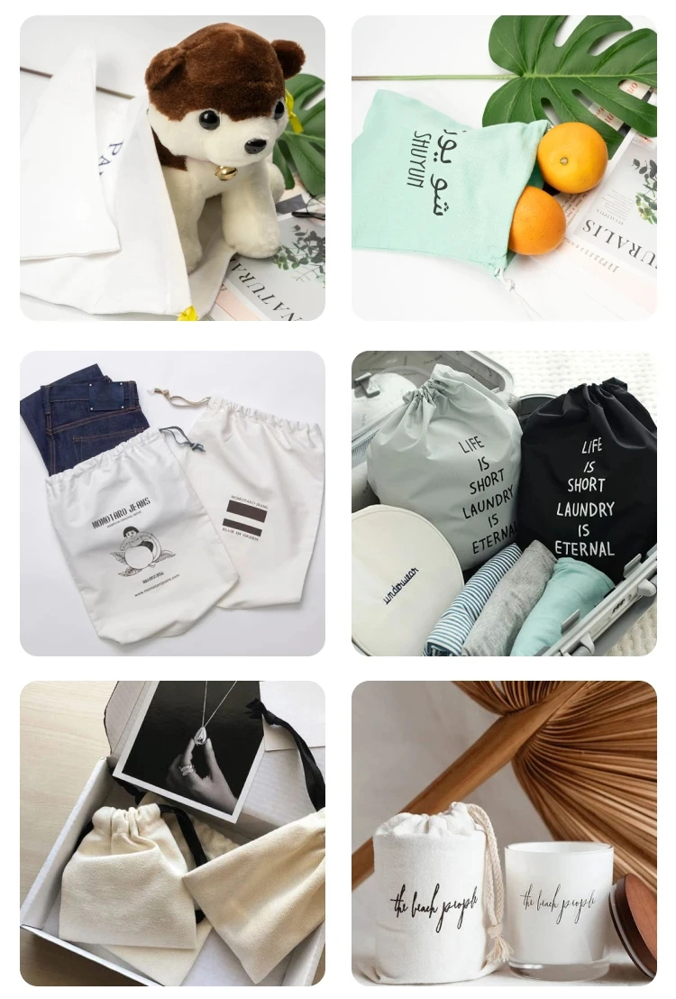 Wholesale Personalized Custom Small Cotton Drawstring Bag Pouch for Shoes