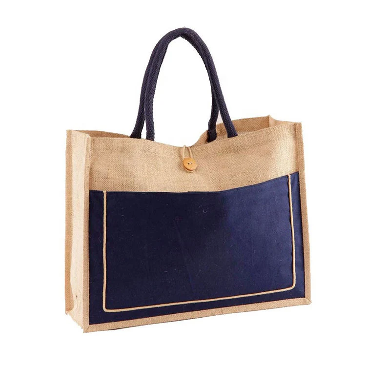 Wholesale Shopper Bag Custom Printed Large Natural Eco Friendly Burlap Jute Shopping Tote Beach Bag with Logos