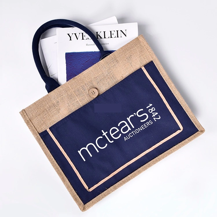 Wholesale Shopper Bag Custom Printed Large Natural Eco Friendly Burlap Jute Shopping Tote Beach Bag with Logos