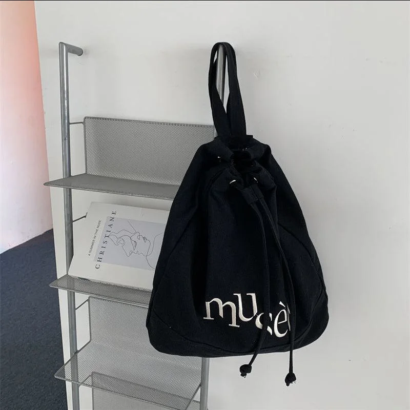 Wholesale Shopping Bag for Student Canvas Drawstring Shopping Tote Bag with Custom Printed Logo