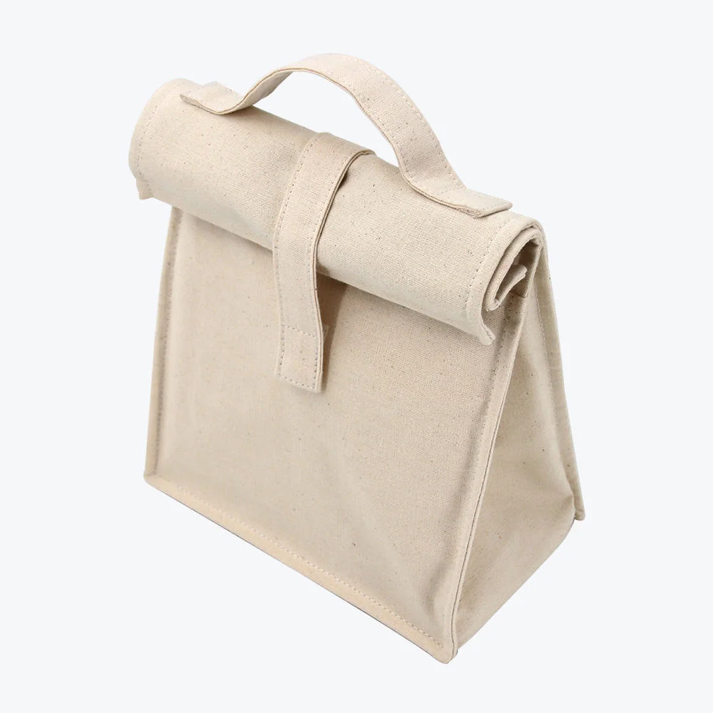 Wholesale Travel Cotton Insulated Tote Bag Foldable Canvas Thermal Bag Lunch Beach Cooler Bag with Aluminum Foil