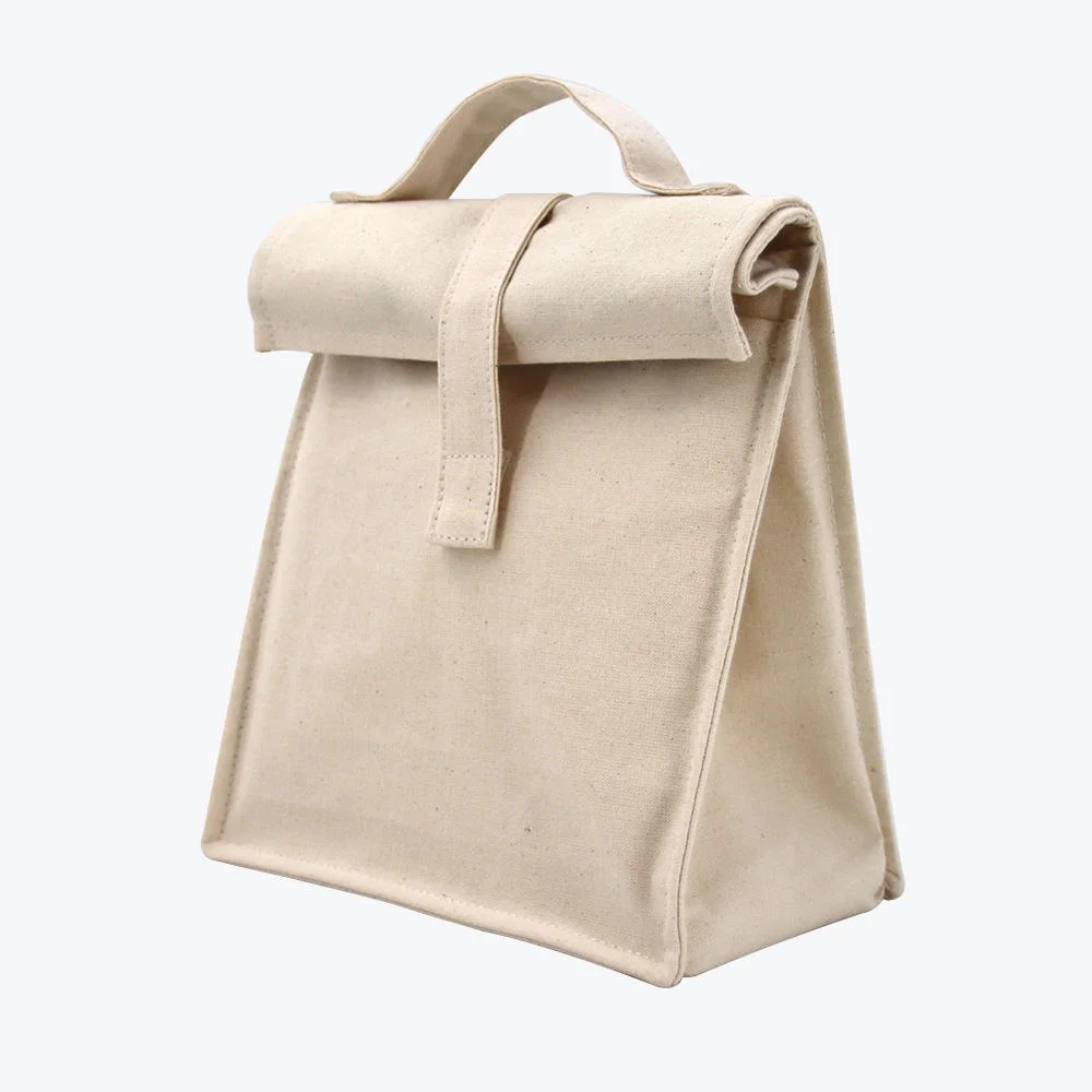 Wholesale Travel Cotton Insulated Tote Bag Foldable Canvas Thermal Bag Lunch Beach Cooler Bag with Aluminum Foil