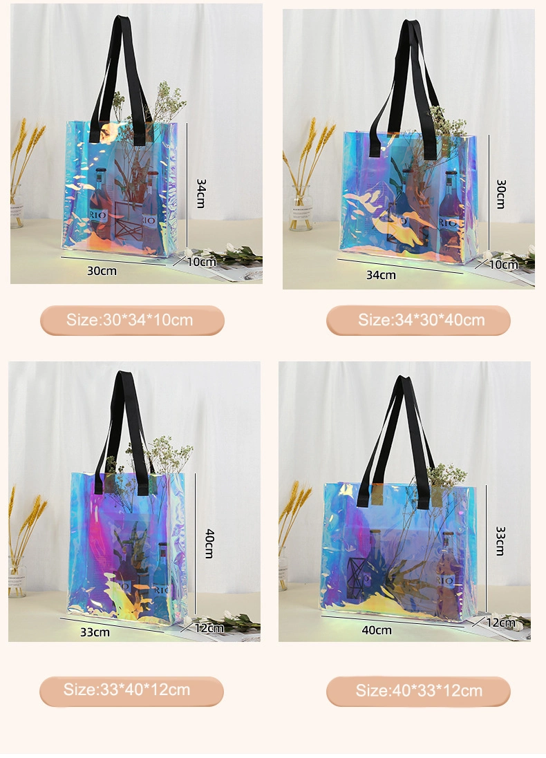Women Makeup Transparent PVC Cosmetic Bag with Custom Logo Clear Women&prime;s Tote Bags