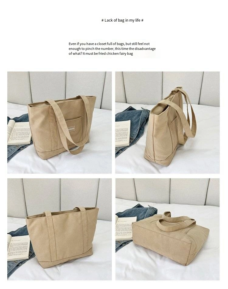 Women&prime;s Canvas Bucket Shoulder Bag Large Capacity Casual Cloth Tote Bag