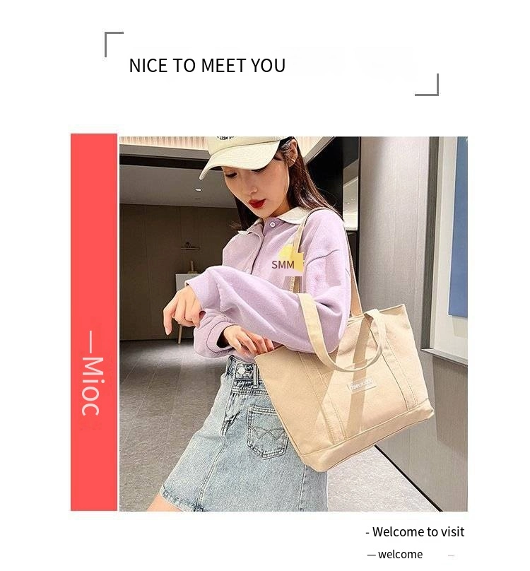 Women&prime;s Canvas Bucket Shoulder Bag Large Capacity Casual Cloth Tote Bag